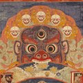 Wheel Life Lord Death. A traditional Tibetan thangka showing the bhavacakra. This thangka was made in Eastern Tibet and is currently housed in the Birmingham Museum of Art.