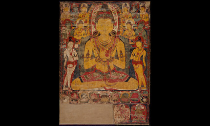 The cosmic Buddha Vairochana, approx. 1100-1200. Tibet, Tsang. Thangka; colors on cotton. Acquisition made possible by the Avery Brundage estate, Sharon Bacon, Mona J. Bolcom, Dr. Edward P. Gerber, Jane R. Lurie, Margaret Polak, Therese and Richard Schoofs, Dr. and Mrs. William Wedemeyer, and anonymous friends of the Asian Art Museum, 1992.58. © Asian Art Museum, San Francisco The cosmic Buddha Vairochana, approx. 1100-1200. Tibet, Tsang. Thangka; colors on cotton. Acquisition made possible by the Avery Brundage estate, Sharon Bacon, Mona J. Bolcom, Dr. Edward P. Gerber, Jane R. Lurie, Margaret Polak, Therese and Richard Schoofs, Dr. and Mrs. William Wedemeyer, and anonymous friends of the Asian Art Museum, 1992.58. © Asian Art Museum, San Francisco