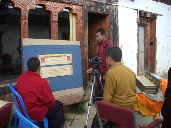 Digitising manuscripts at Gangtey Monastery in Bhutan, British Library endangeredarchives project. @bl_eap