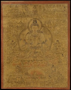 Sadaksari-Lokeshvara Surrounded by Manifestations and Monks (Avalokiteshvara) C15th, Tibet. © The Metropolitan Museum of Art
