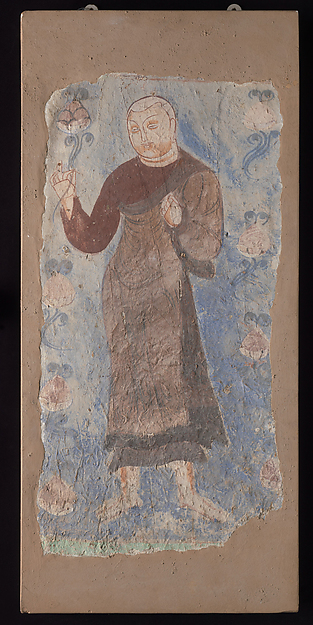 Monk Holding a Lotus,(Pigments on mud plaster) Kizil kingdom, ca. 6th–7th century. © The Metropolitan Museum of Art