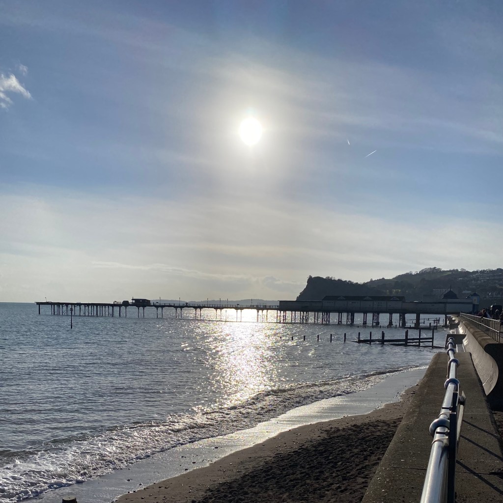 Sun over the sea in Teignmouth.