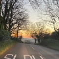 Road into Totnes in the evening.