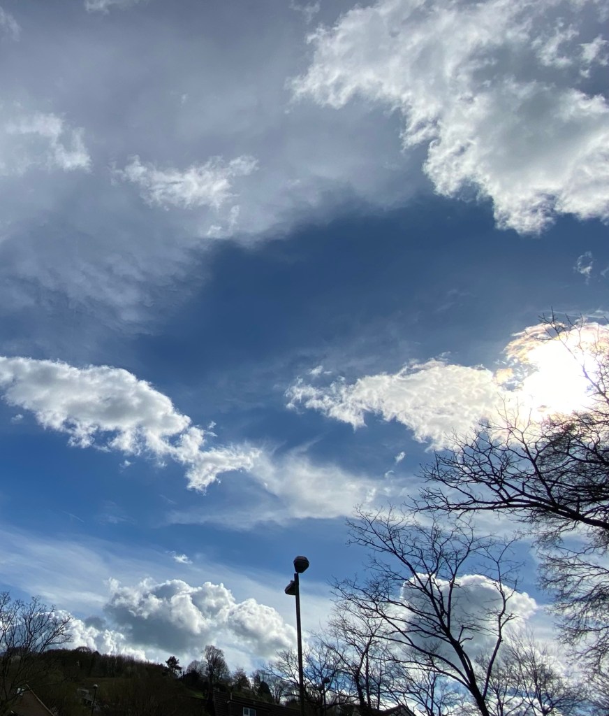 Clouds putting on a show over Totnes.
