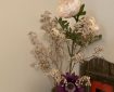 Flowers in a vase. Morning Meditation: Fragrance of chrysanthemums in Nara there are so many old Buddha statues (菊の香や奈良には古き仏たち) Matsuo Basho (松尾芭蕉).