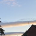 Two evening cloud banks over Totnes. Morning Meditation: A monk once asked Zen master Egen 'l've come to solve the question of life and death'. Egen drove him away saying, 'at Egens place there is no such thing as life and death!' (Mumonkan)