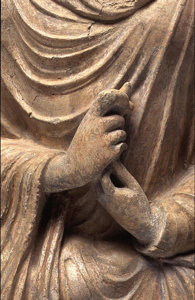 Buddha sitting in Dharmacakramudrā [wheel of dharma mudra, or mudra of teaching the dharma. © MIHO Museum, Japan